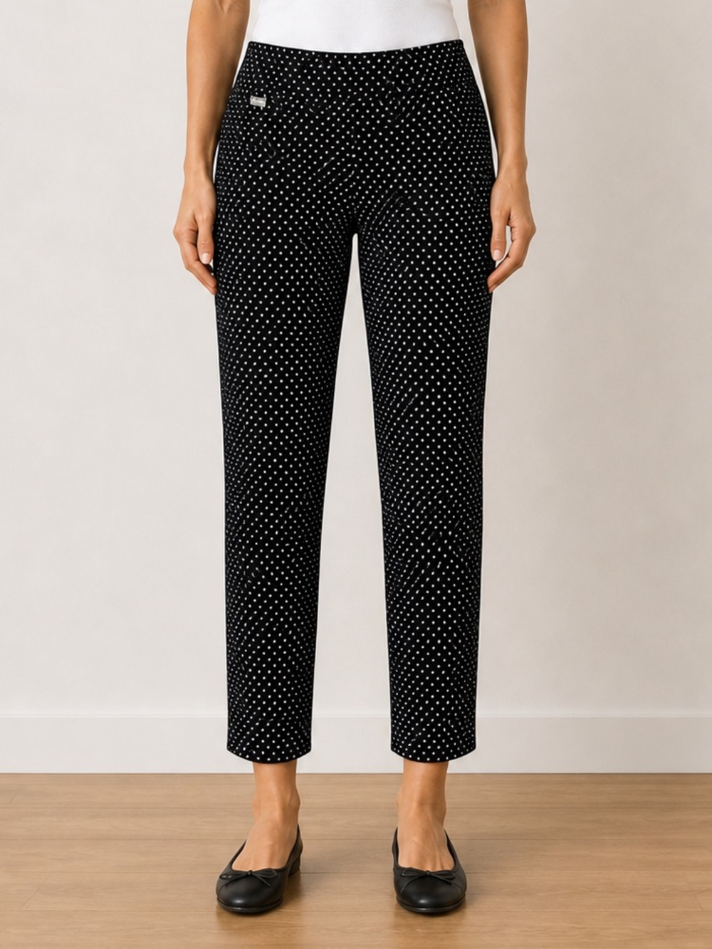 Lisette L Polka Dot Ankle Pants Size 14 Stretch Slim Work Pant
